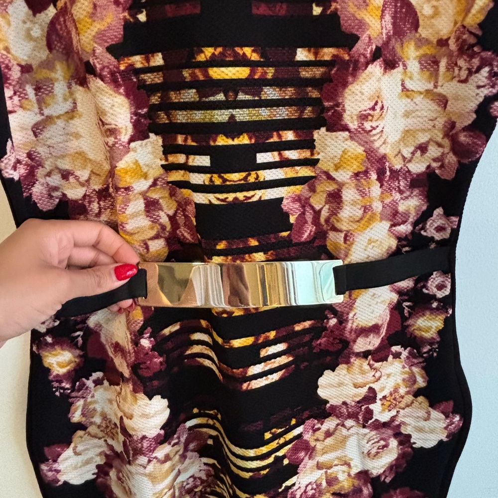 Material Girl BLK w/ Pink Tan Sleeveless Bodycon Dress - Picture 3 of 3